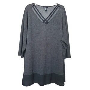 Anywear by Catherines Chiffon Hem Strap Detail Black/Gray Tunic Size 4X